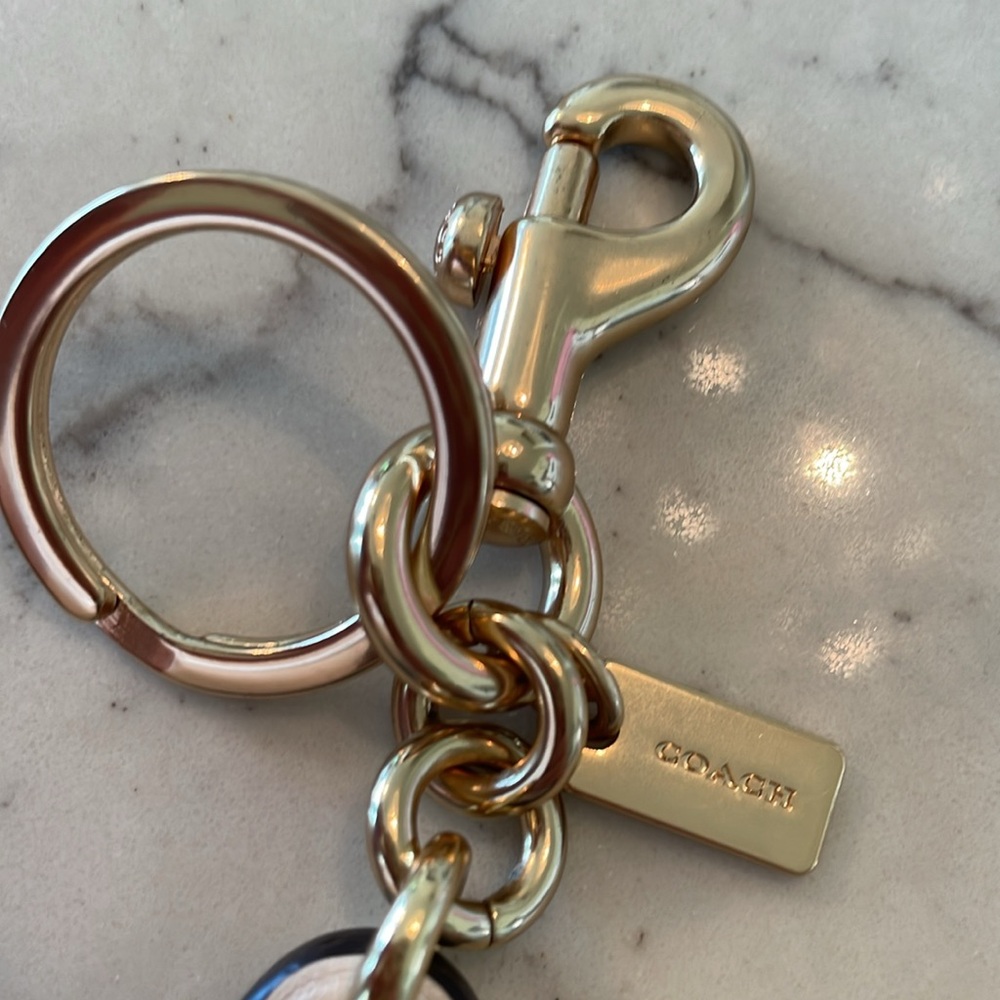 Coach Leather Glitter Bag Charm Keychain - Picture 5 of 9
